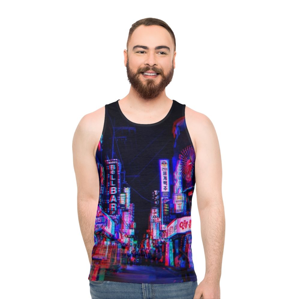 Unisex psychedelic neon nights tank top - men