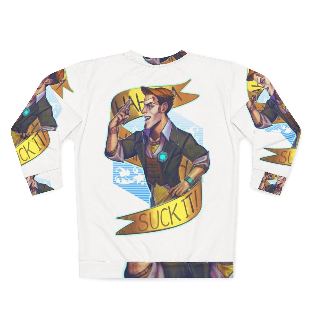 Suck It Borderlands Handsome Jack Gaming Sweatshirt - Back