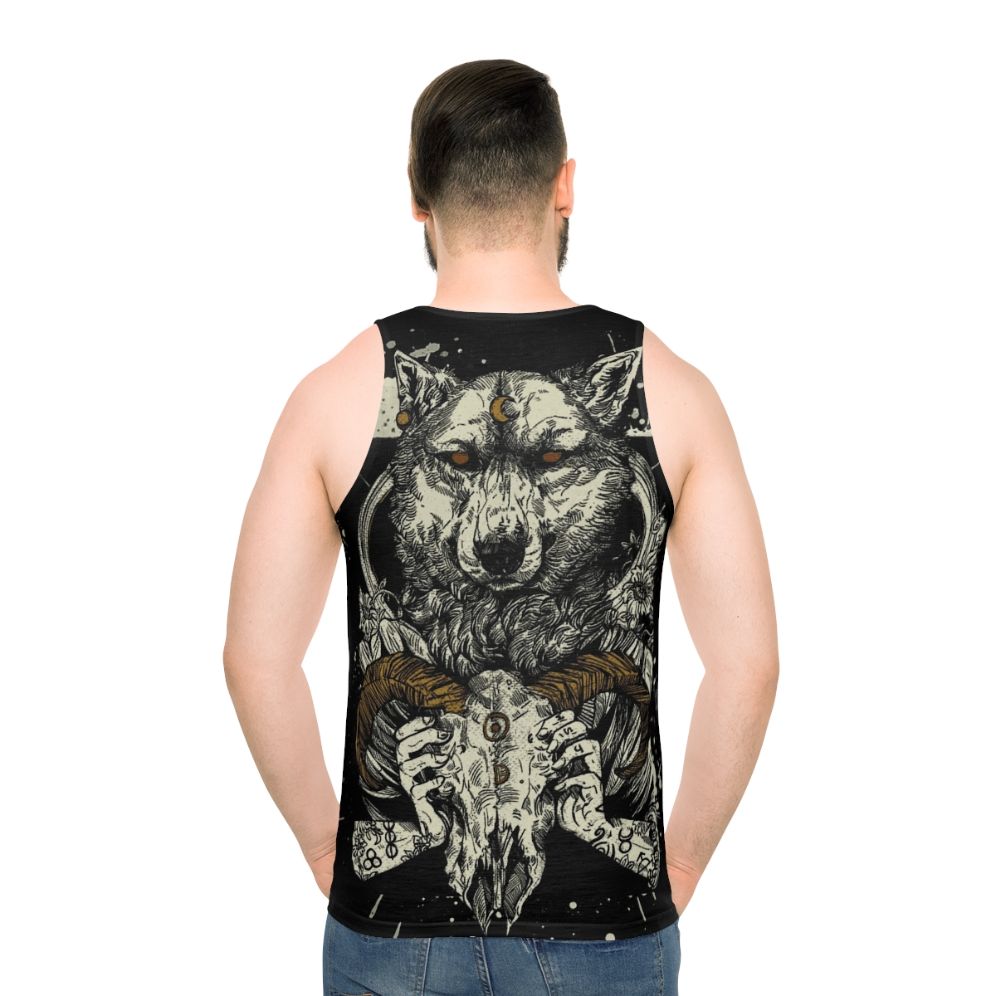 Witchcraft pagan wolf werewolf unisex tank top - men back