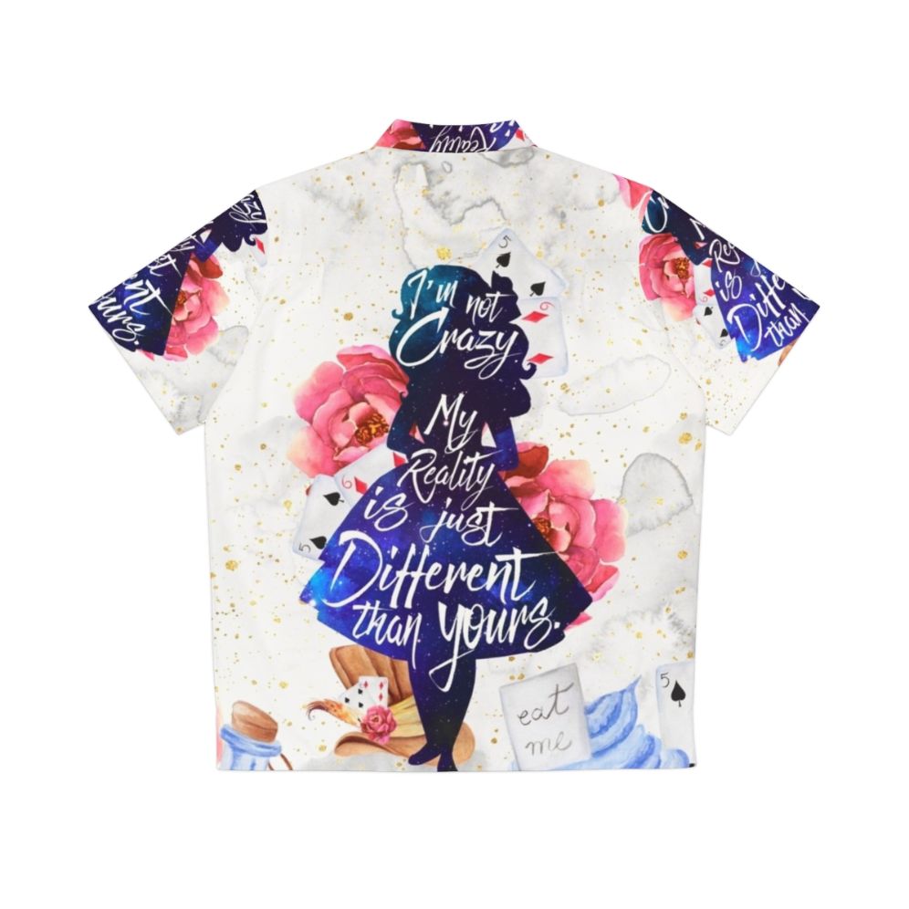 Alice in Wonderland inspired Hawaiian shirt with "I'm not crazy" quote - Back