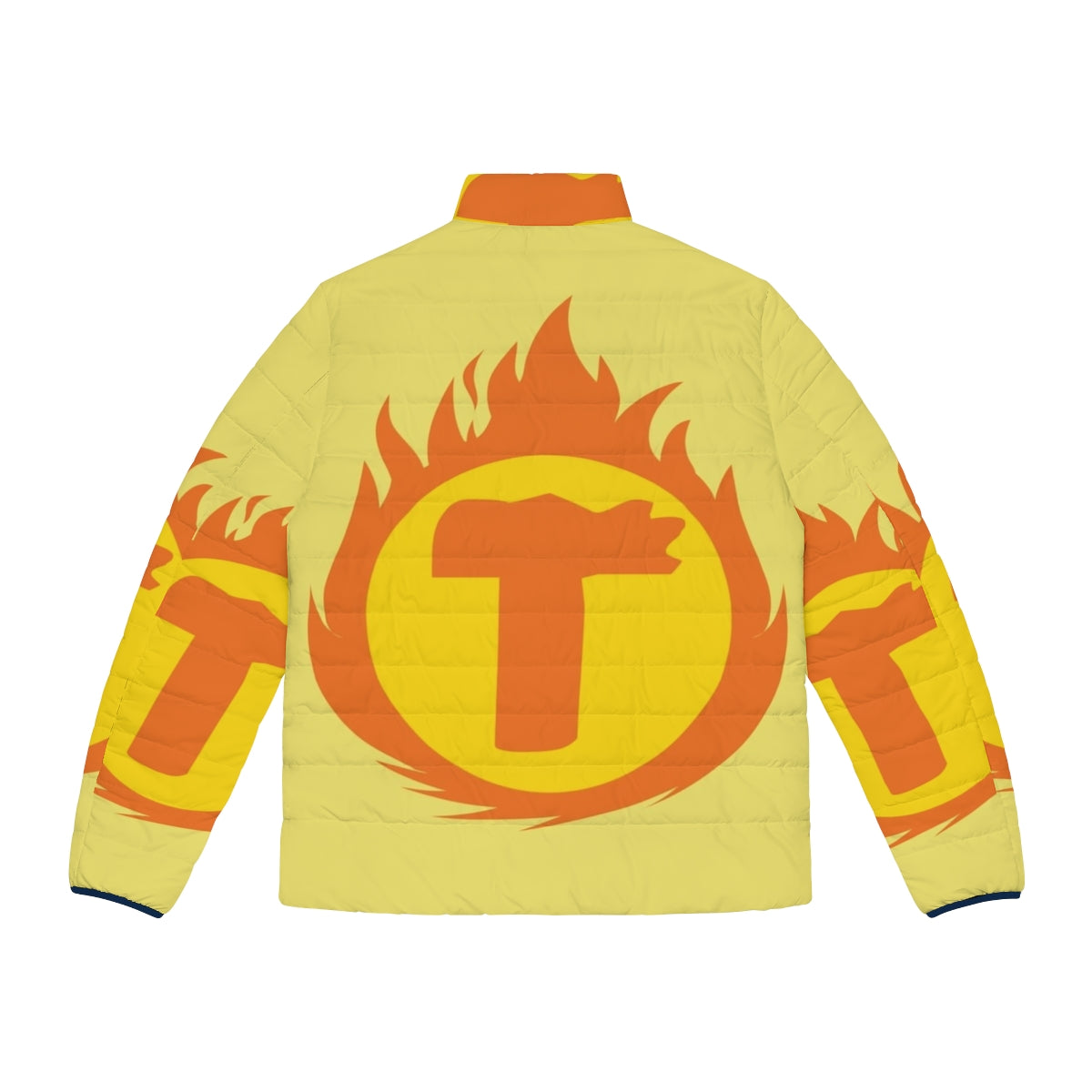 Superhero Letter T Fire Insignia Puffer Jacket - Back