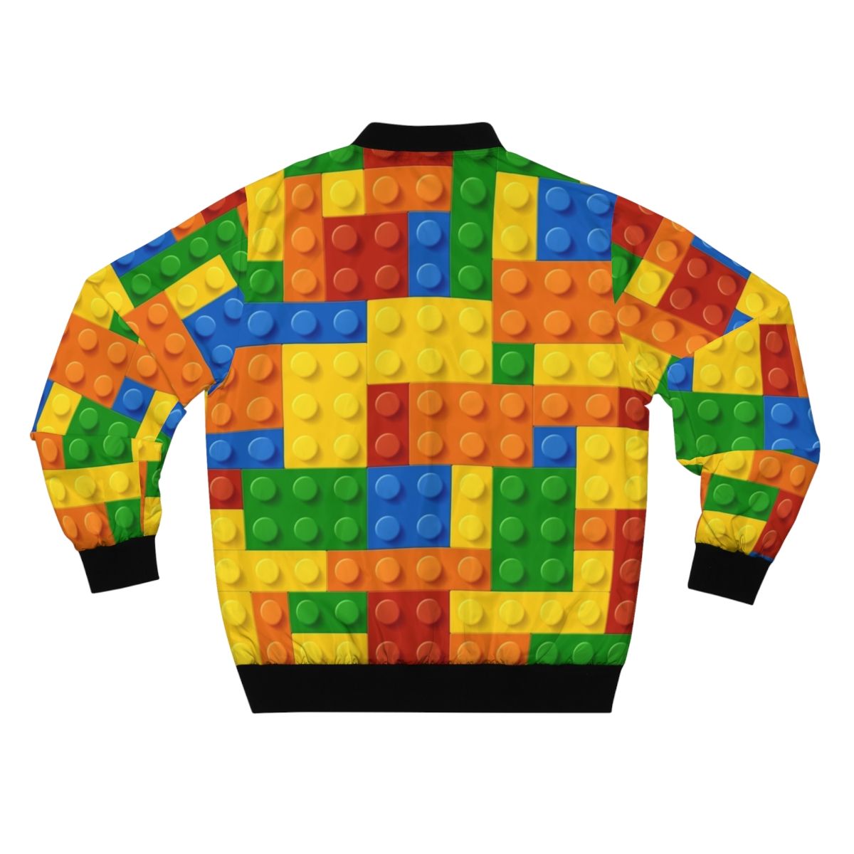 Bomber jacket with a building blocks construction brick design - Back