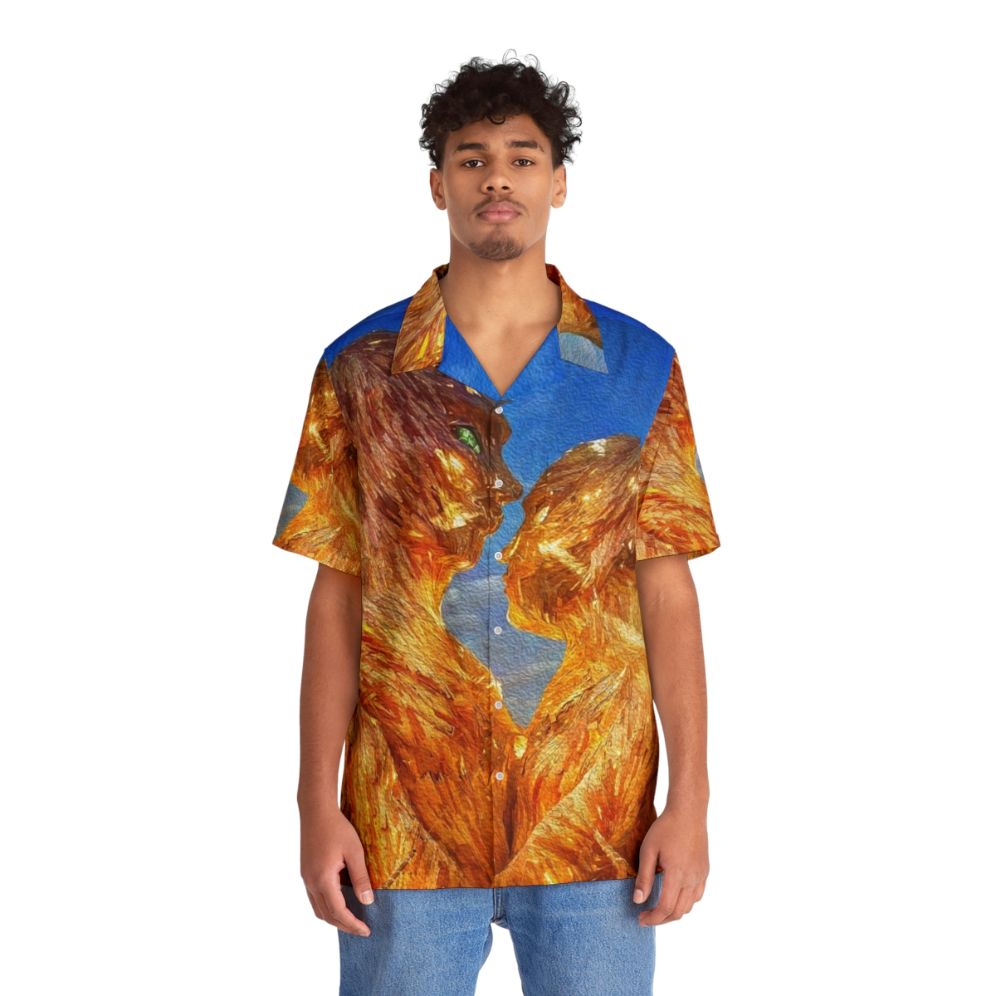 Digital art Hawaiian shirt with electronic music and festival themes - People Front