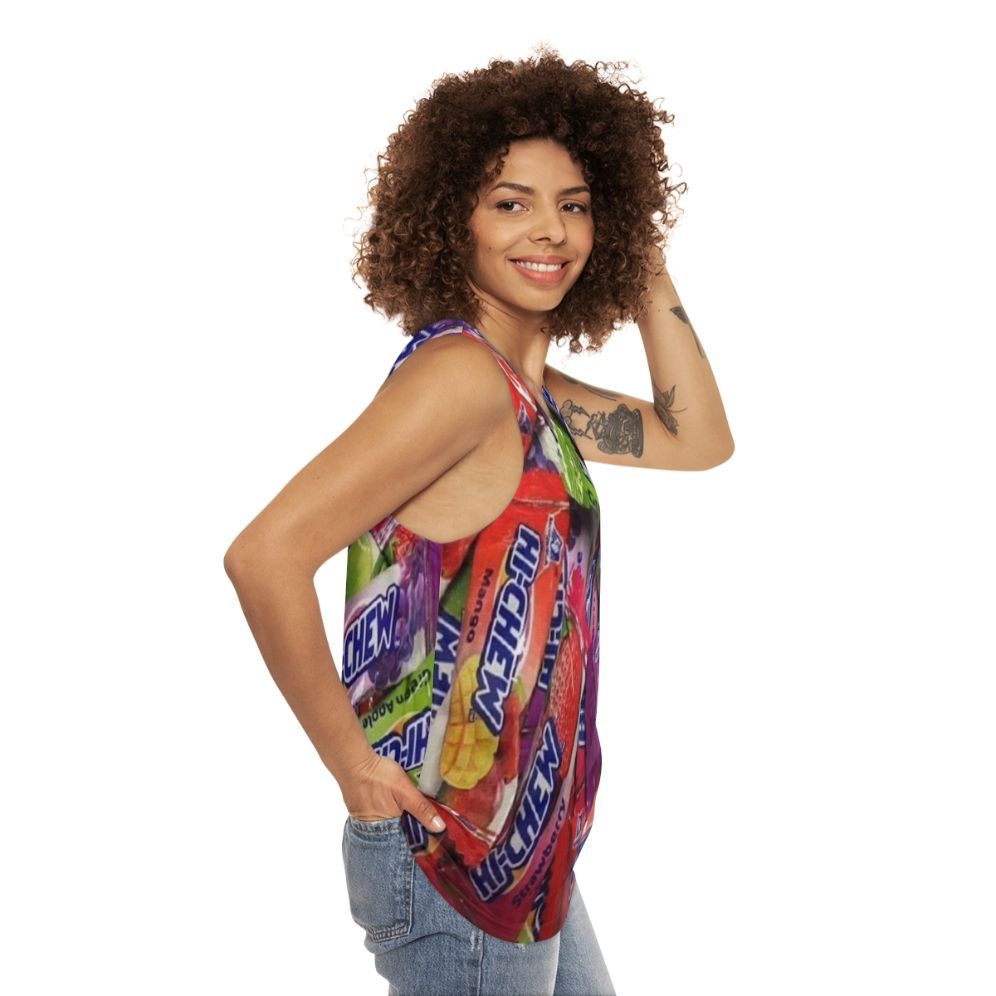 Hi Chew candy-themed unisex tank top - women side