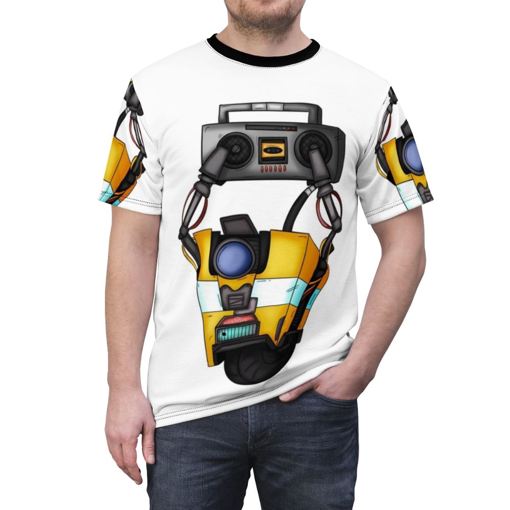 Borderlands-inspired Claptrap Boombox T-Shirt featuring the iconic robot character from the popular video game franchise - men front