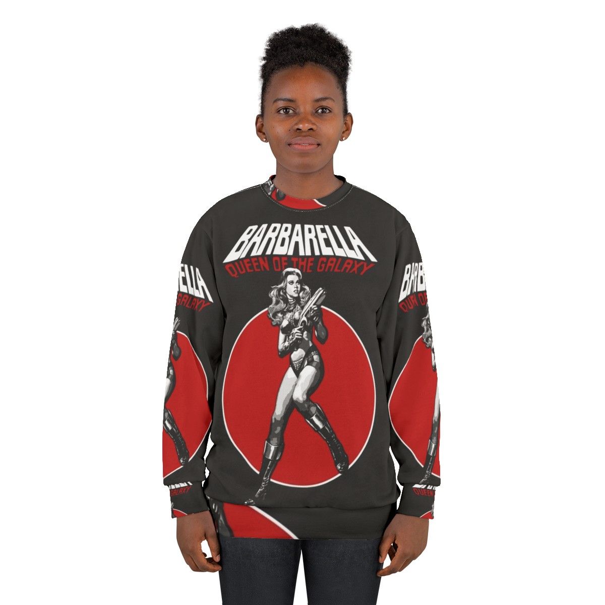 Barbarella Queen of the Galaxy themed sweatshirt featuring Jane Fonda - women