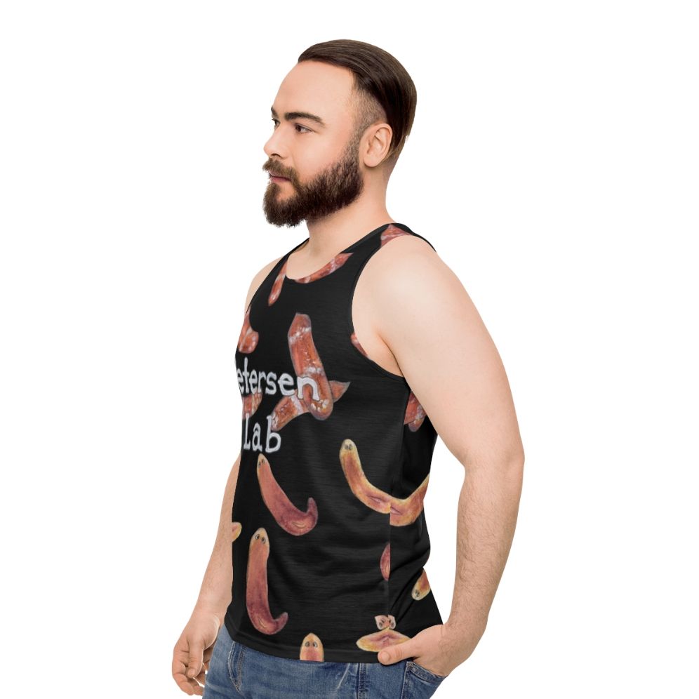 Watercolor worm science design unisex tank top - men side