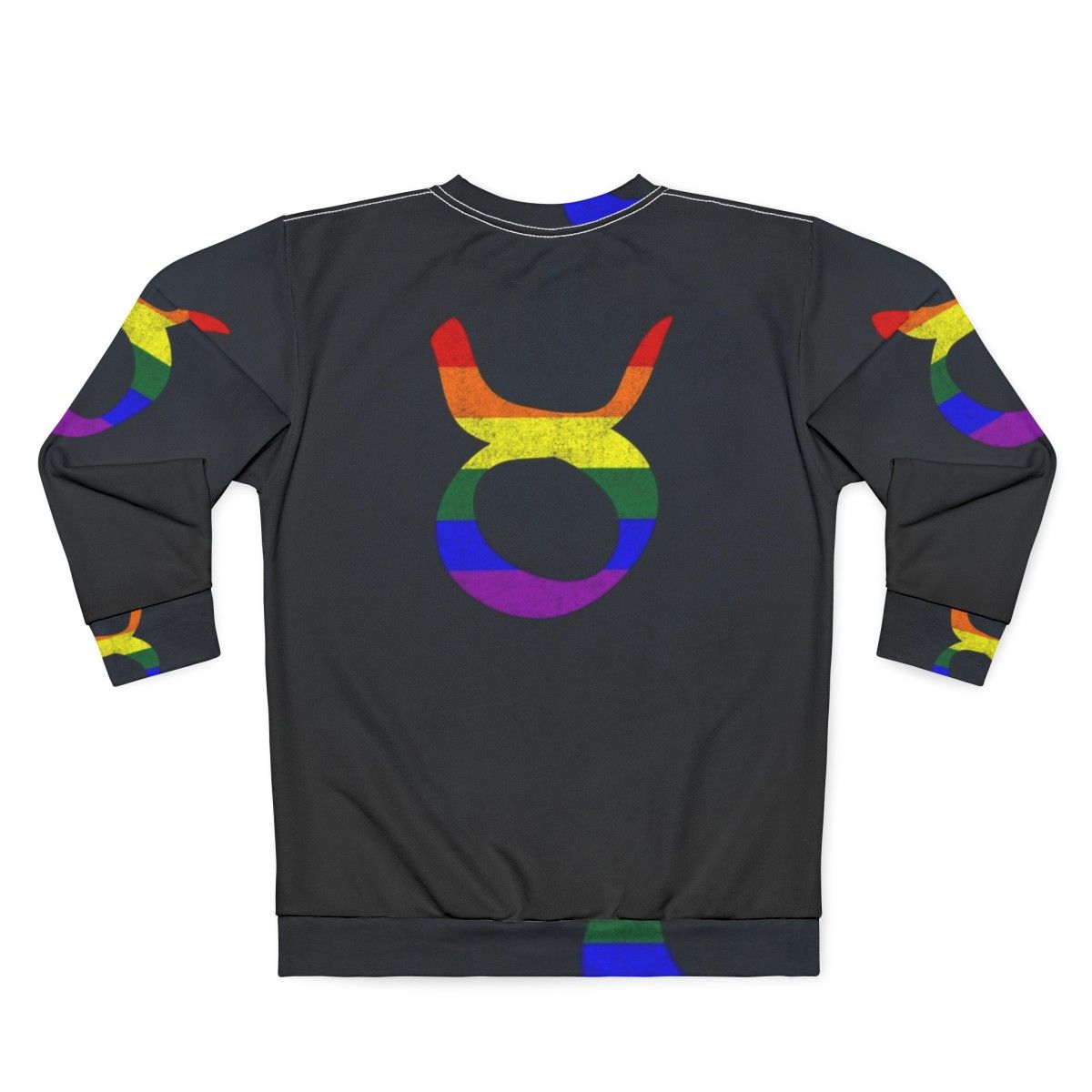 Taurus zodiac LGBTQ pride flag sweatshirt - Back