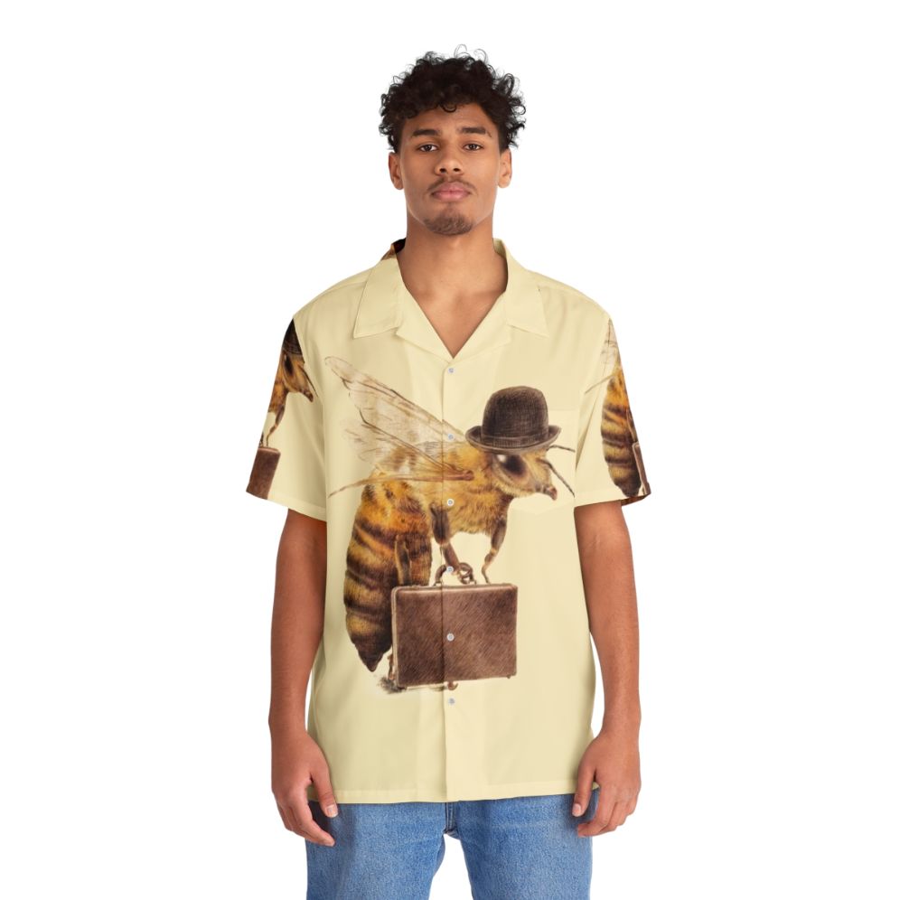 Worker Bee Hawaiian Shirt with Graphic Illustration - People Front