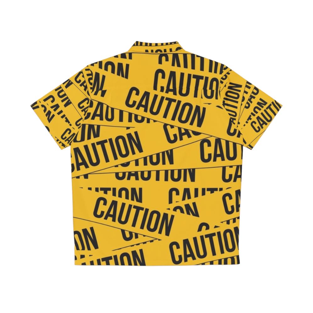 Caution Hawaiian Shirt with Yellow Tape and Danger Symbols - Back