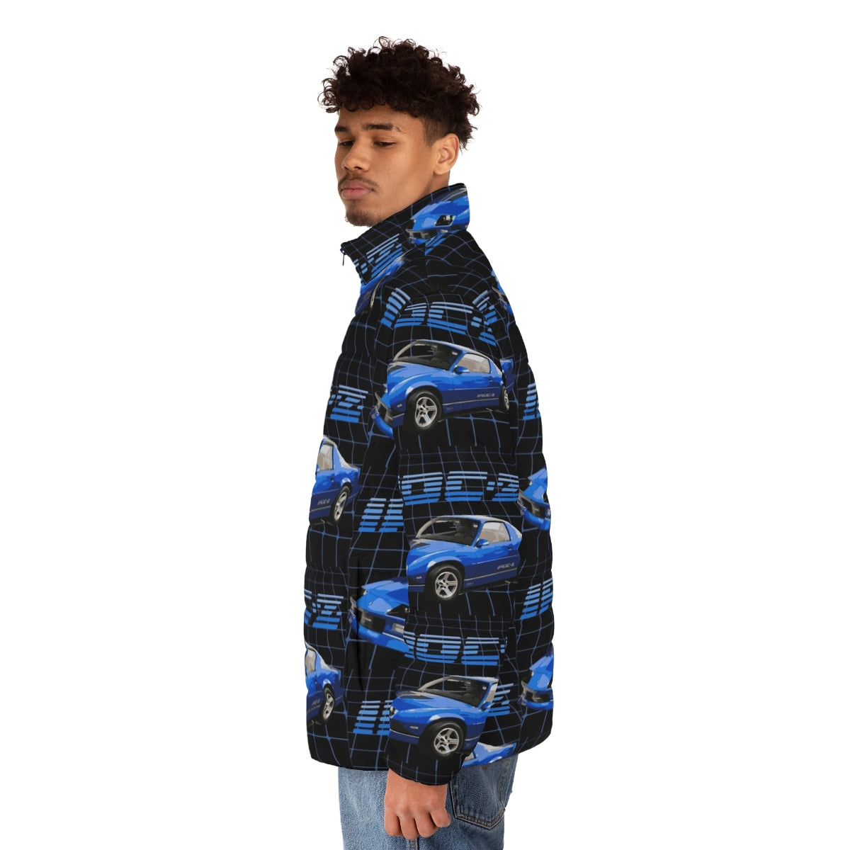 1989 Camaro IROC-Z 1LE puffer jacket with classic muscle car design - men side left