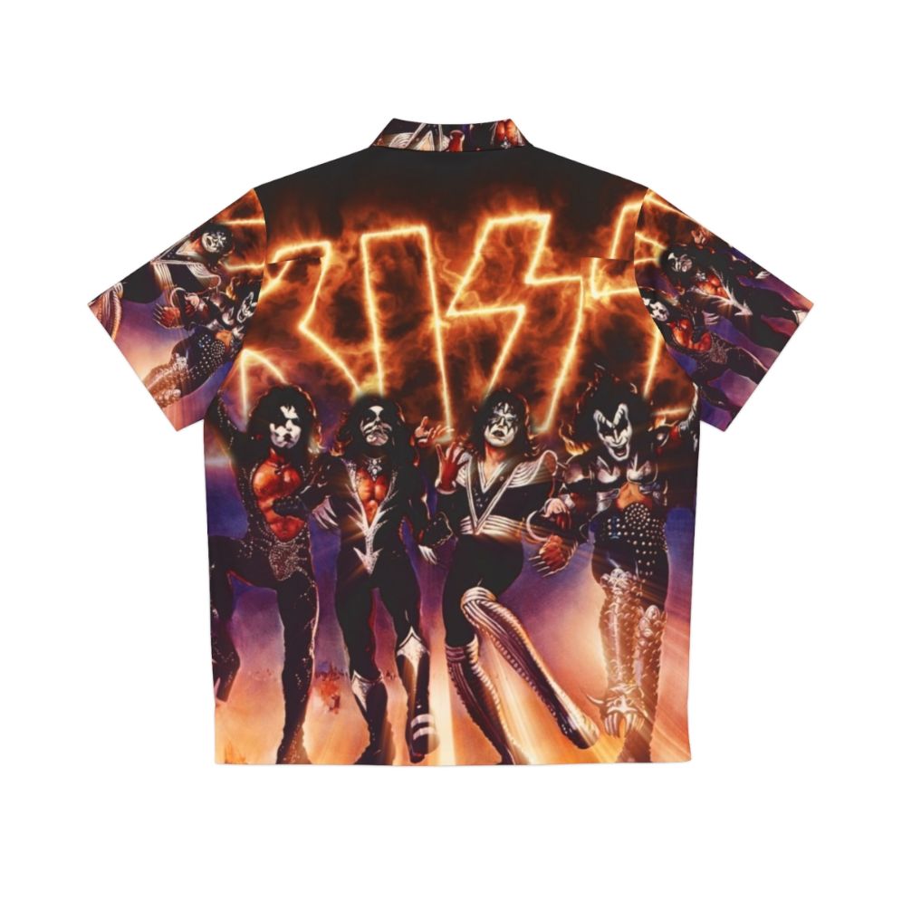 Kiss The Band Destroyer Fire Logo Hawaiian Shirt - Back