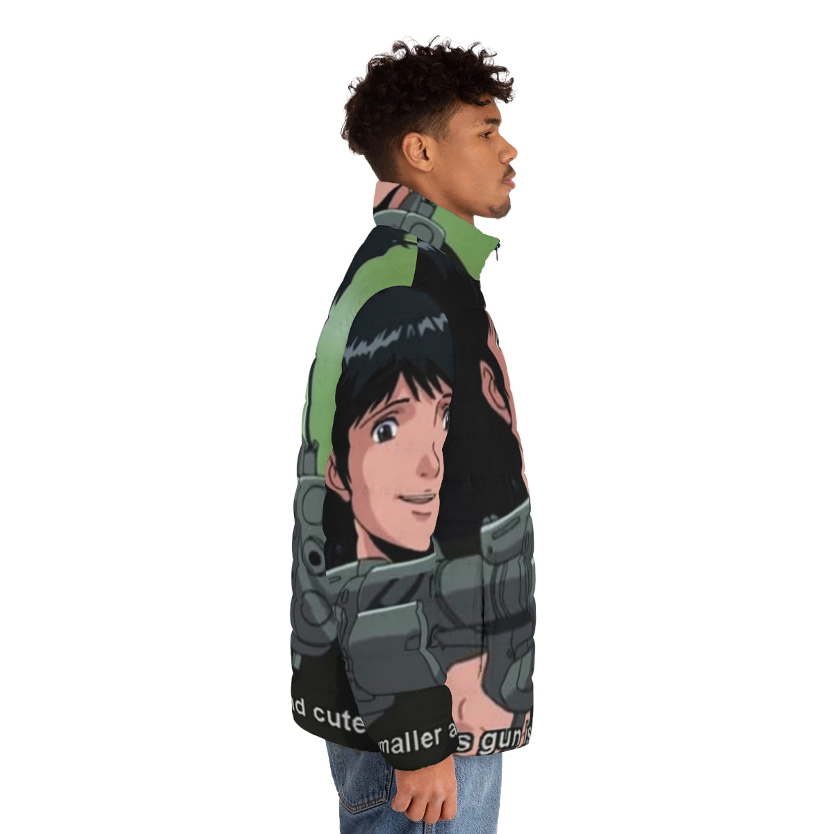 Puffer jacket featuring a design inspired by the character Yang Wenli from the anime "Legend of the Galactic Heroes" - men side right