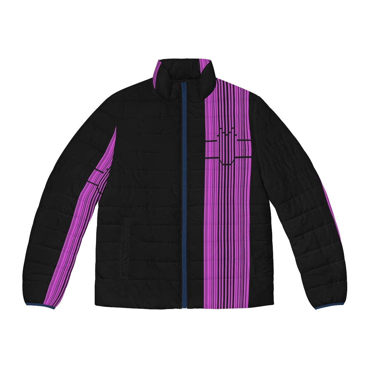 Decade Barcode Puffer Jacket - Kamen Rider Decade Inspired Coat with Barcode Design