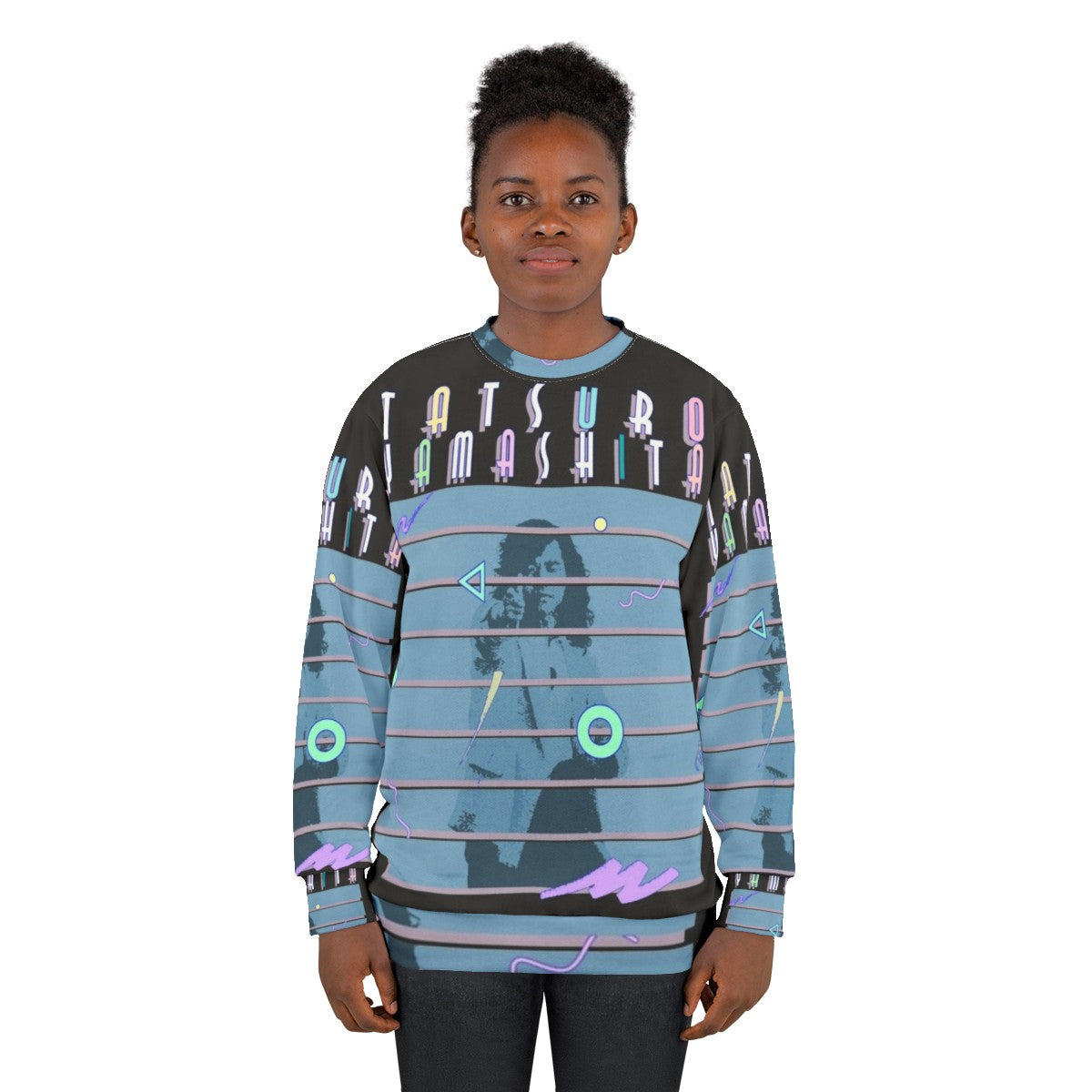 Tatsuro Yamashita Inspired Black Retro Sweatshirt - women