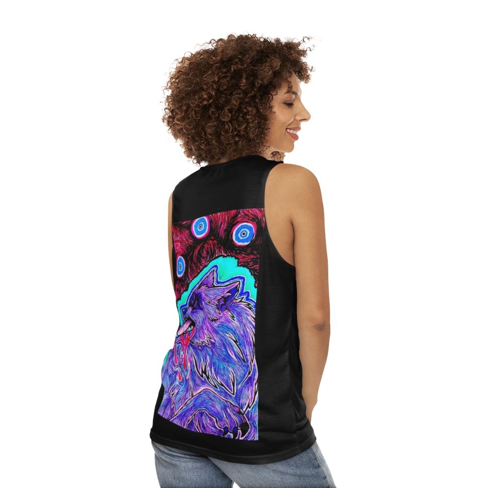 Psychedelic canine design unisex tank top - women back