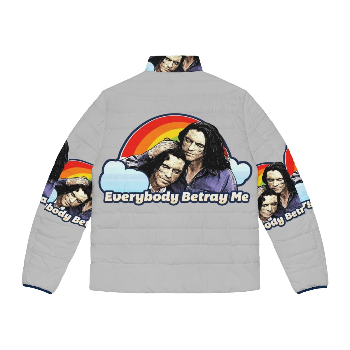 Everybody Betray Me puffer jacket inspired by the cult classic film The Room - Back