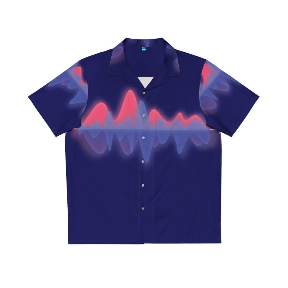 Vibrant Hawaiian shirt with audio wave pattern for music enthusiasts