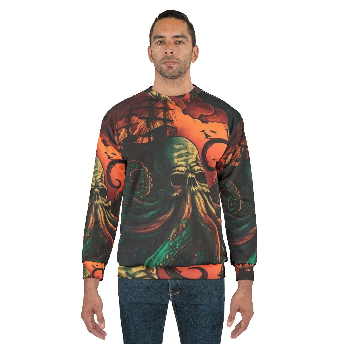 Mythical sea creatures sweatshirt featuring enchanted ocean life - men