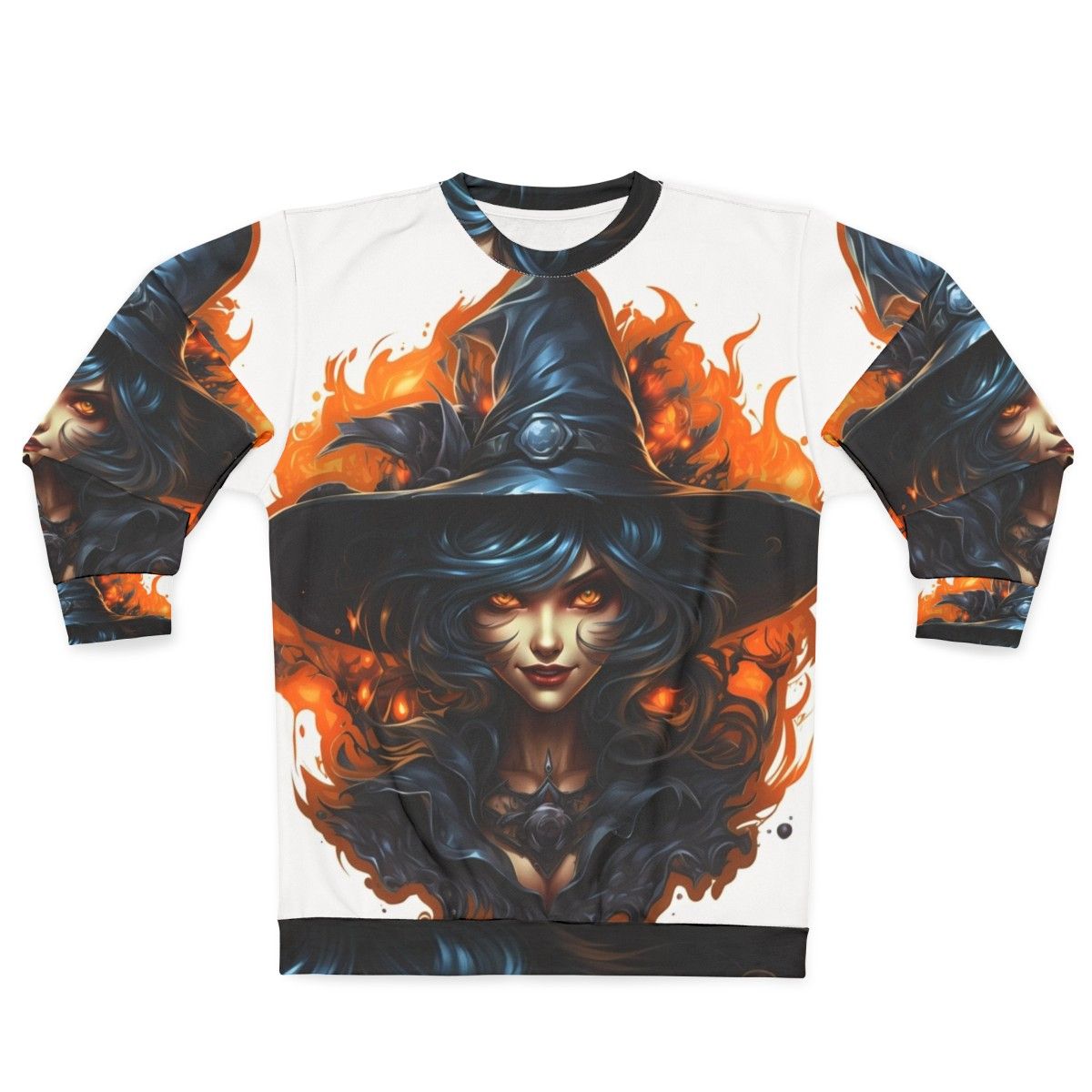 Creepy Halloween Witch with Eerie Look Sweatshirt