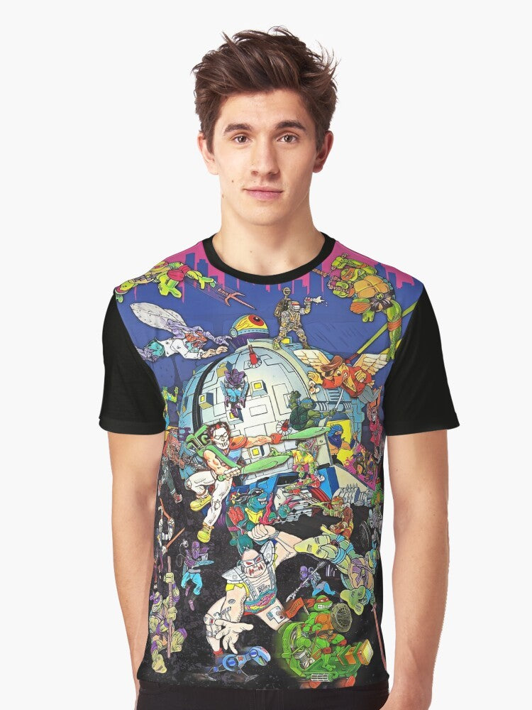 Vintage Ninja Turtles graphic t-shirt featuring classic 1990s cartoon design - Men