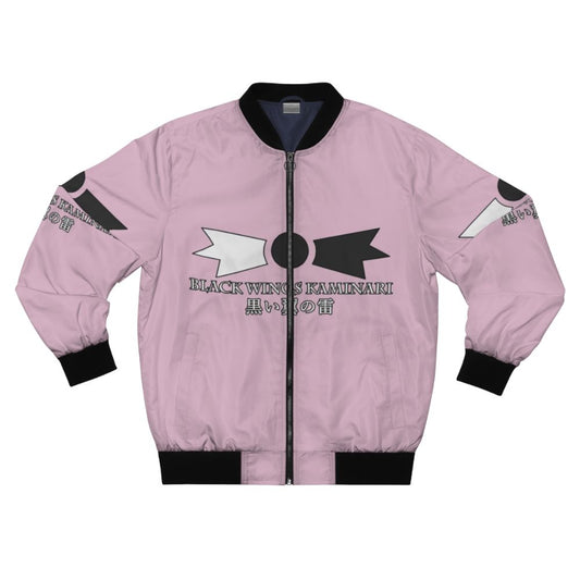 Rain Black Wings Kaminari Bomber Jacket, Anime-inspired Bomber Jacket with Graphic Design