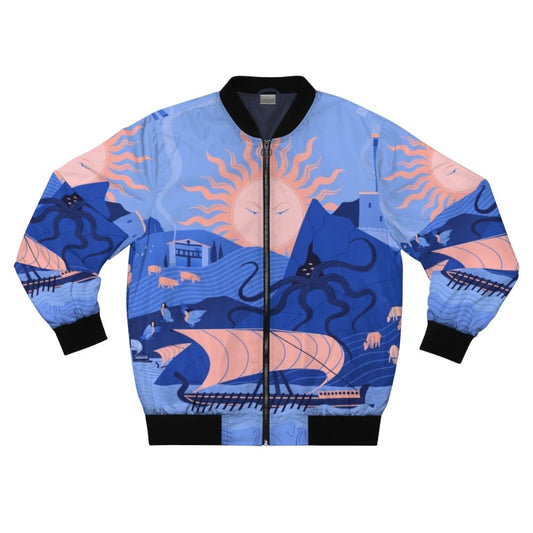 Odyssey bomber jacket with ancient Greek mythology-inspired design