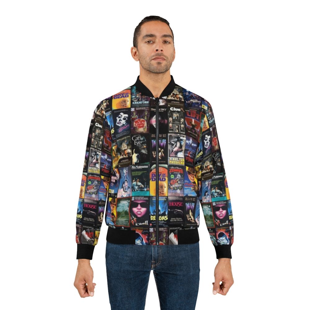 Retro horror VHS artwork design on a 1980s-inspired bomber jacket - Lifestyle