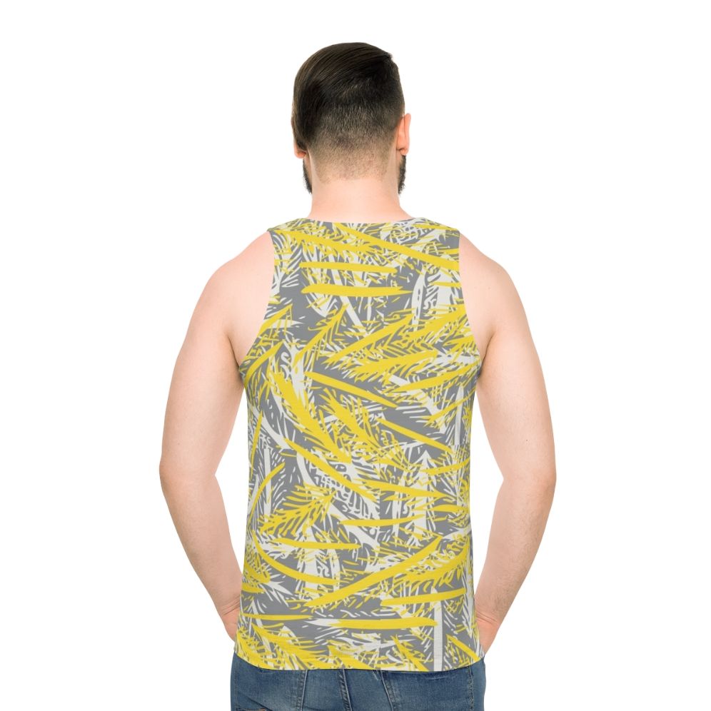 Unisex tank top in ultimate gray with feather design - men back