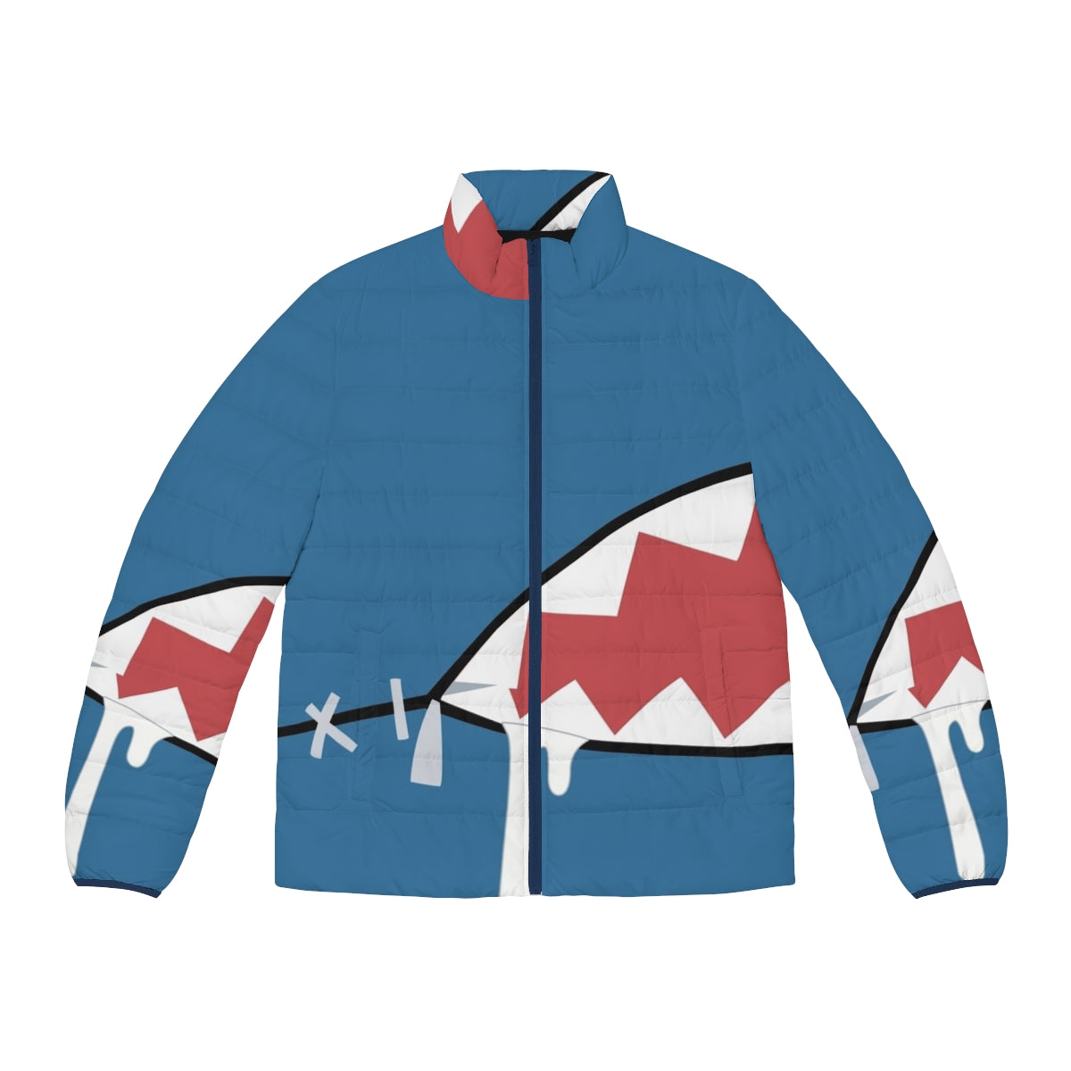 Gawr Gura shark mouth puffer jacket with cute anime design