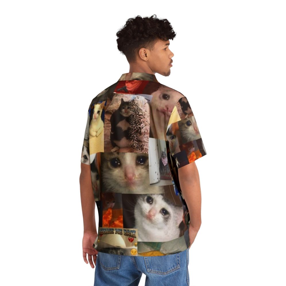 Crying Cat Hawaiian Shirt - People Back