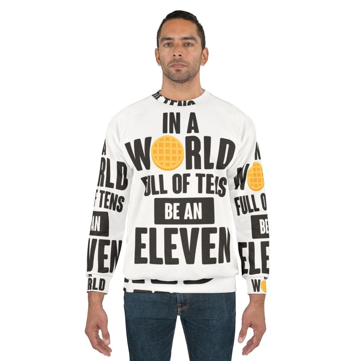 Eleven Waffle Print Sweatshirt for Stranger Things Fans - men