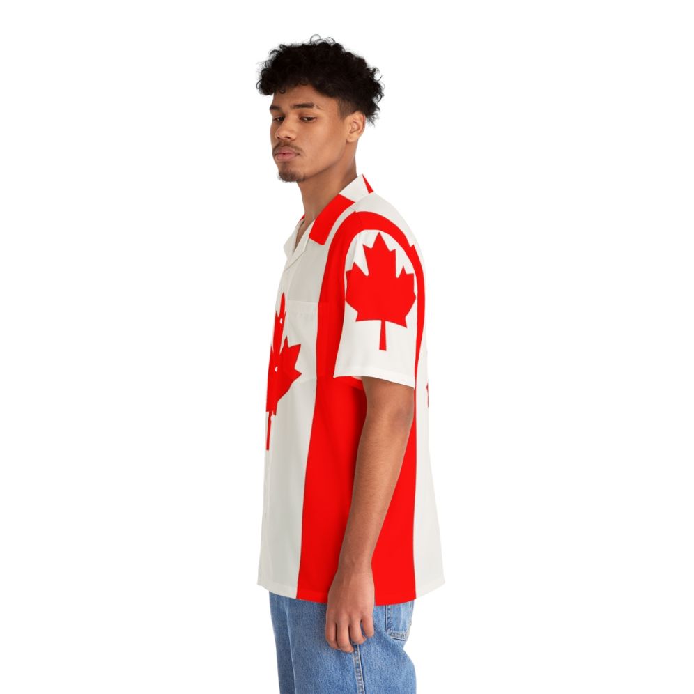 Canadian flag printed on a Hawaiian style shirt - People Left