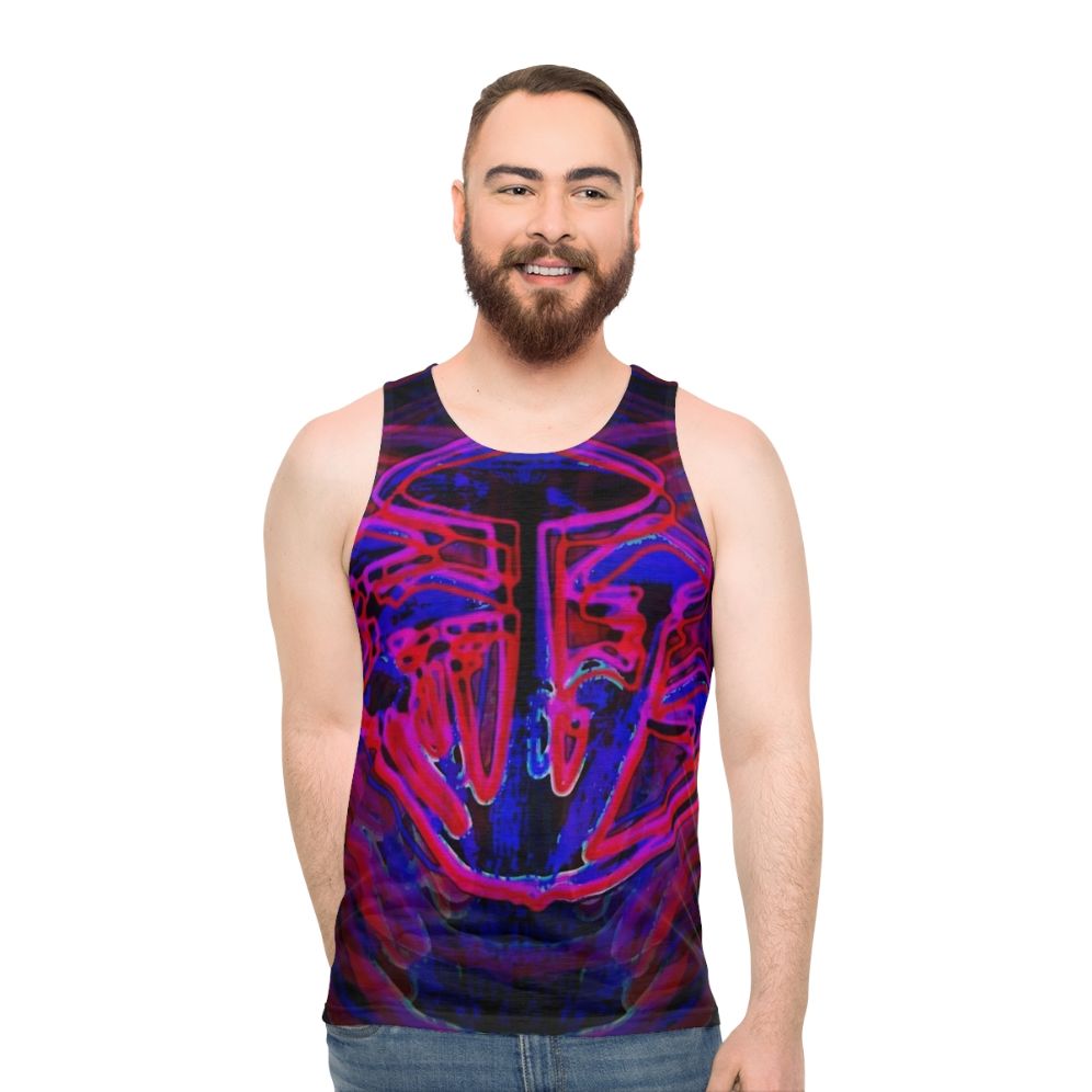 Neon shrooms glow-in-the-dark unisex tank top - men