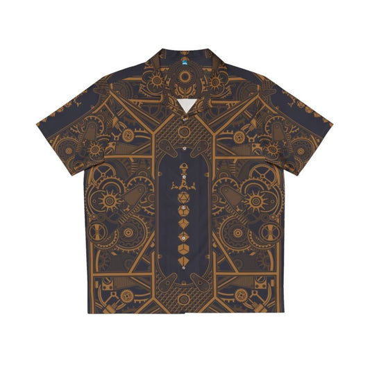 Steampunk Polyhedral Dice Sword Hawaiian Shirt with Dungeons & Dragons Motif