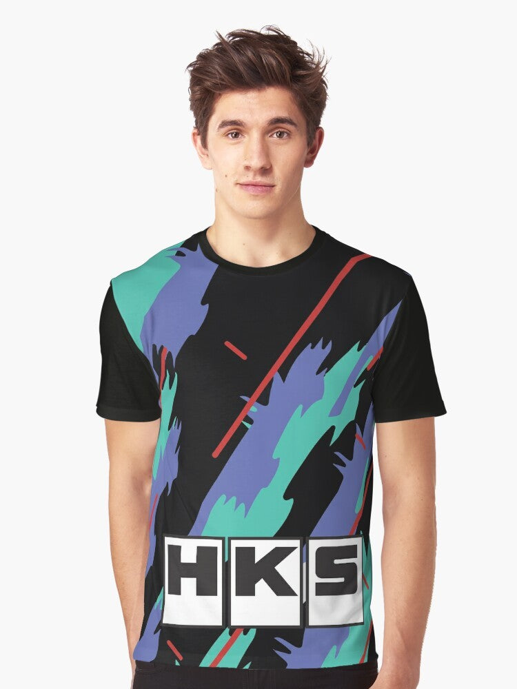 JDM HKS Retro Graphic T-Shirt with Drift and Drifting Designs - Men