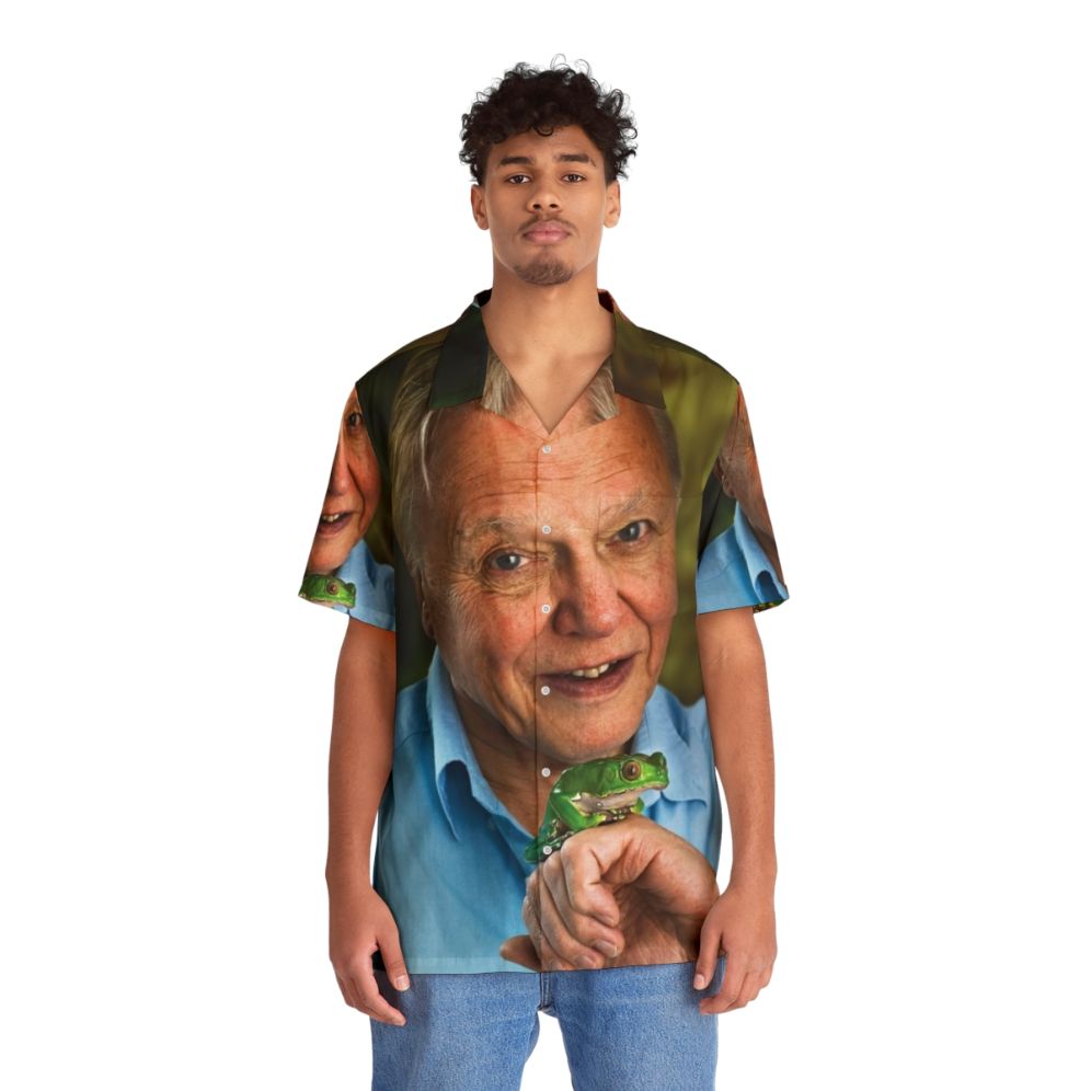 David Attenborough All Over Print Hawaiian Shirt - People Front