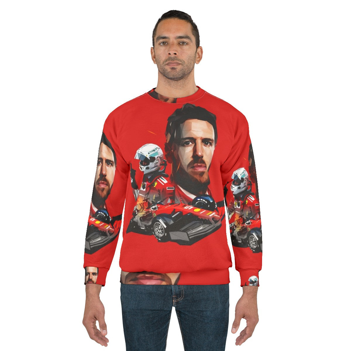 Sebastian Vettel Low Poly Formula 1 Racing Sweatshirt - men