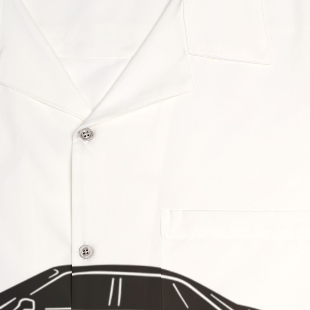 Audi 80 Hawaiian Shirt with Retro German Car Silhouette - Detail