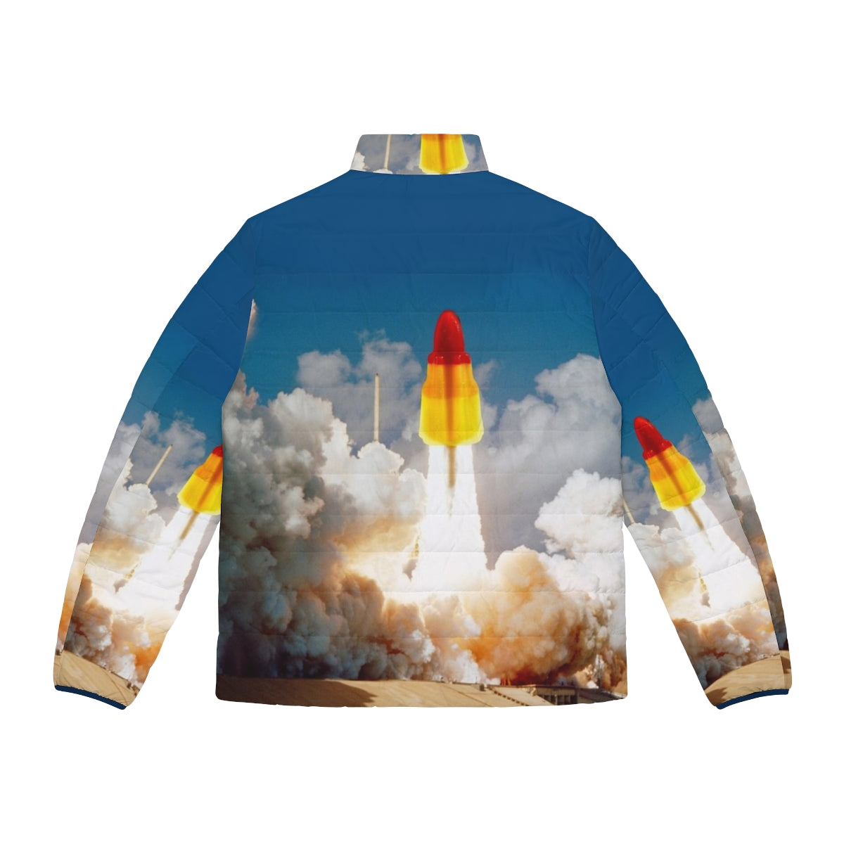 Rocket Lolly Puffer Jacket featuring a space shuttle design - Back