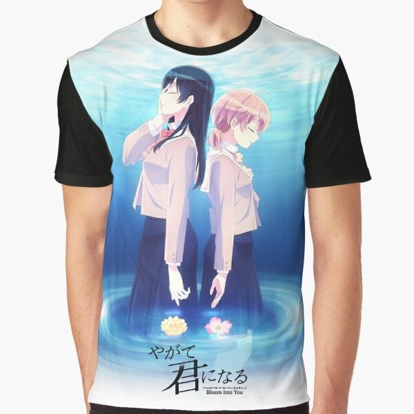 Bloom Into You - Yagate Kimi ni Naru anime-inspired graphic t-shirt featuring characters Yuu Koito and Touko Nanami