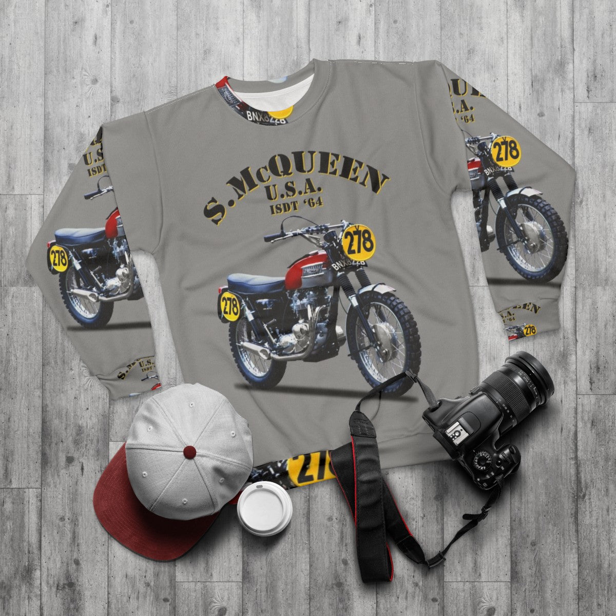 Classic Isdt Motorcycle 1964 Sweatshirt - flat lay