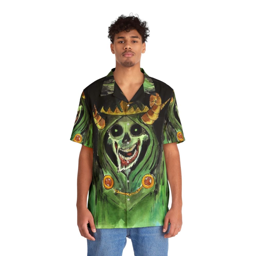 Lich-themed Hawaiian shirt with skulls and zombie elements - People Front