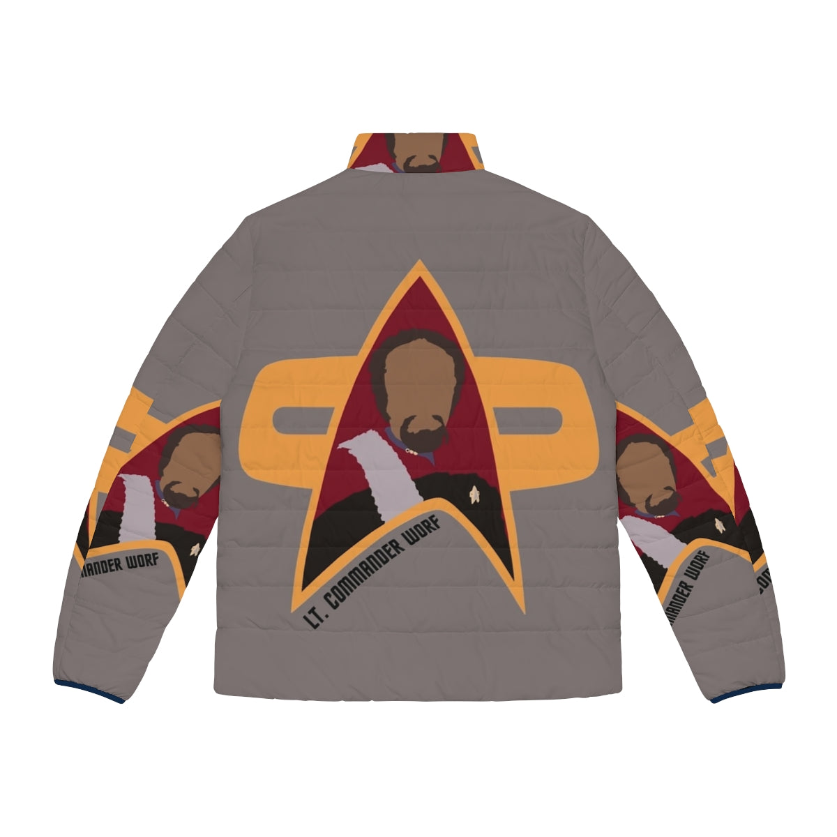 Lieutenant Commander Worf wearing a Star Trek: Deep Space Nine puffer jacket - Back