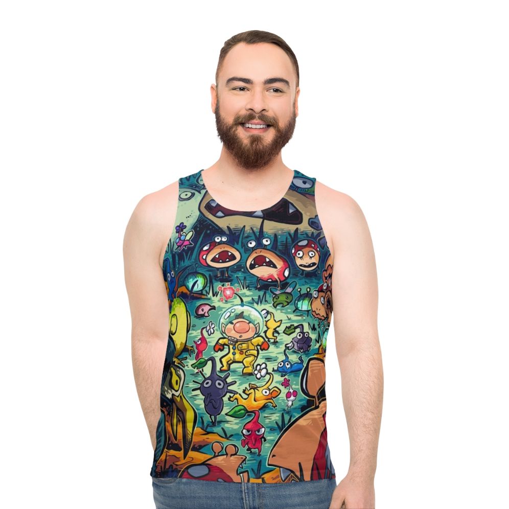 Unisex tank top featuring nocturnal creature design for gamers and anime fans - men