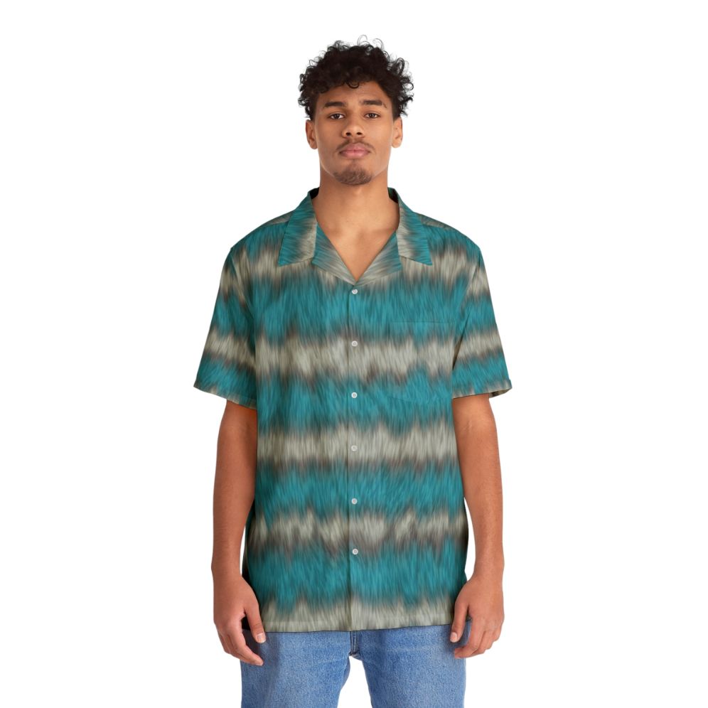 Cheshire Cat Hawaiian Shirt with Striped Pattern - People Front