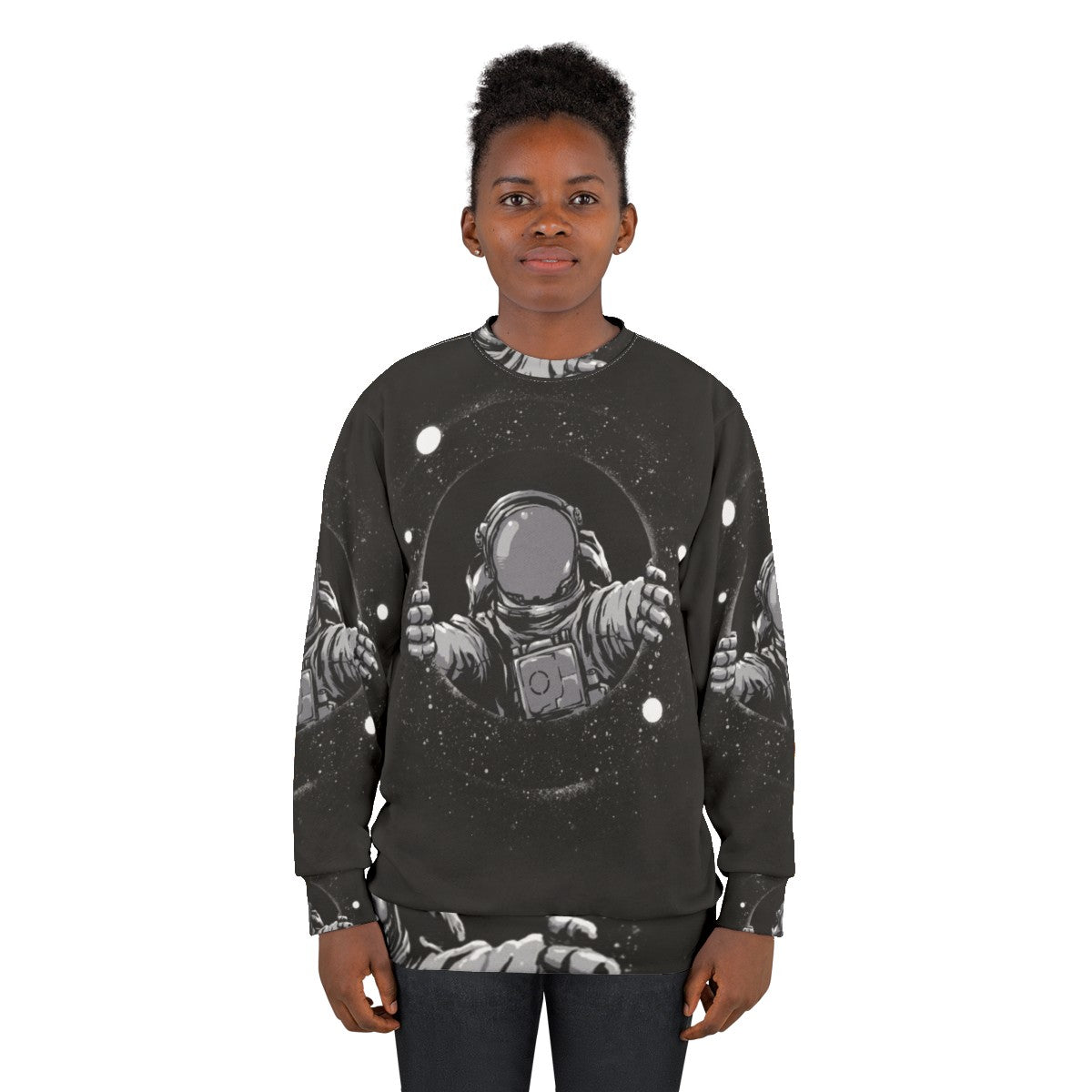 Black Hole Sweatshirt with Galaxy Pattern - women