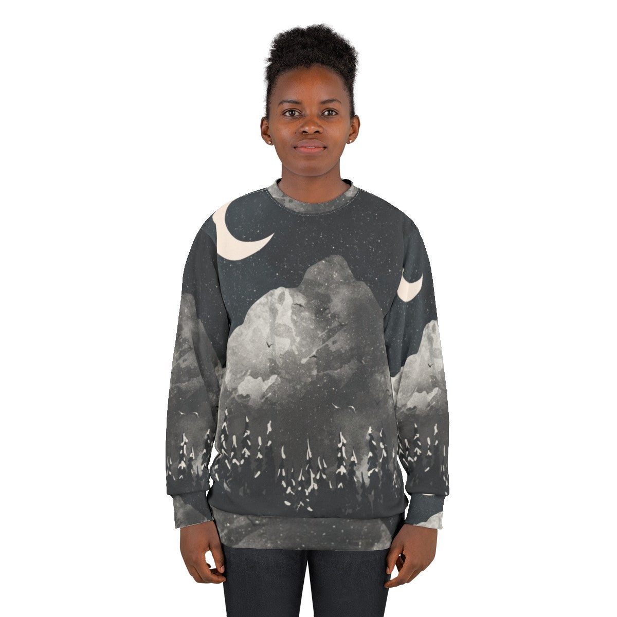 Cozy wolf winter sweatshirt with nature design - women