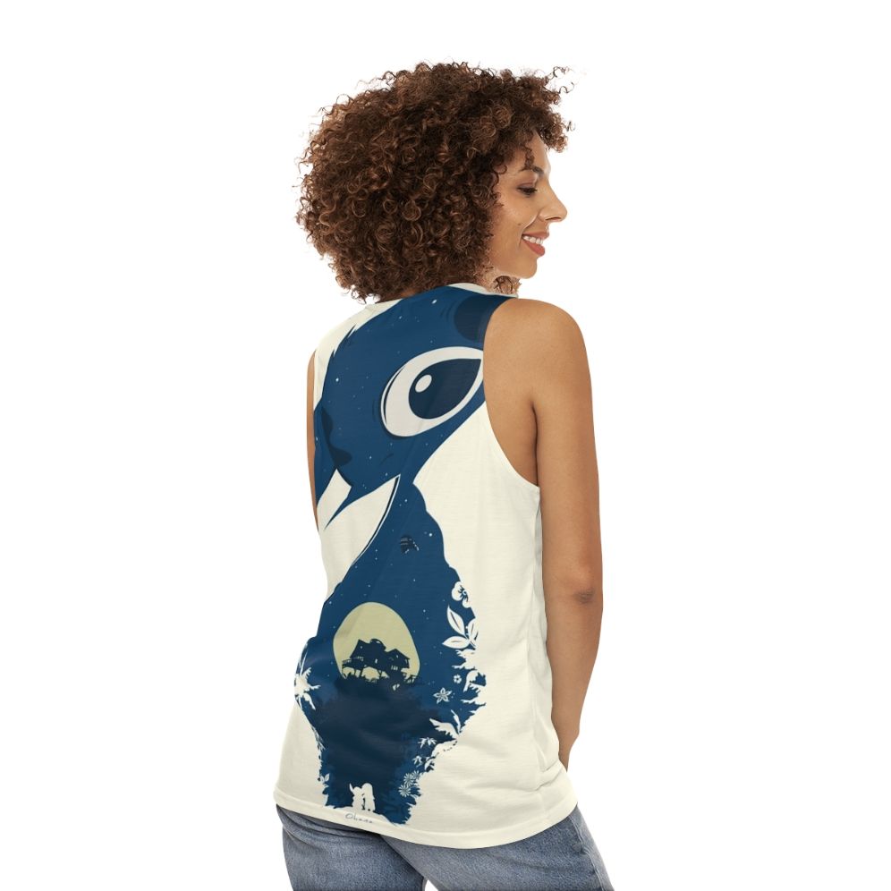 Lilo and Stitch unisex tank top with Hawaiian design - women back