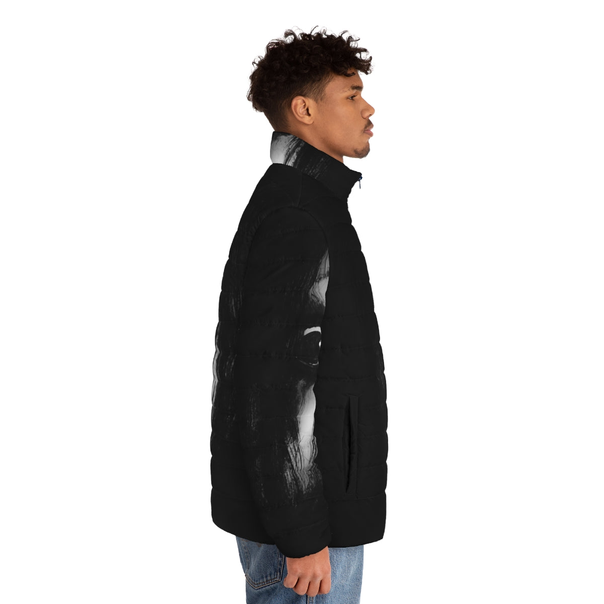 The Grudge Inspired Black Puffer Jacket - men side right